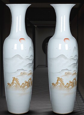 景德镇手绘客厅装饰品落地大花瓶