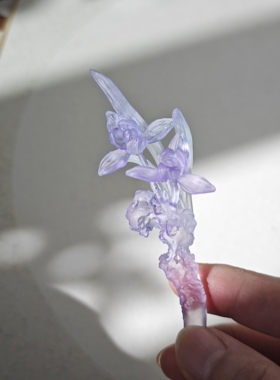 懿坤宫3d打印树脂小兰花太湖石发簪汉服配饰古风发饰