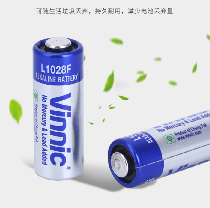 Vinnic松柏电池23A/L1028F电动门车钥匙卷帘门防盗器12V碱性电池-图2