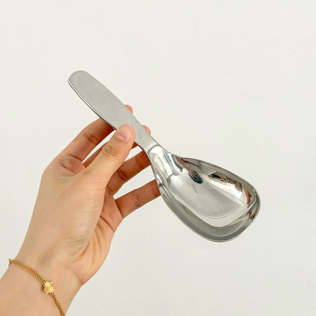 Foreign trade original single eating snail noodle spoon 304 stainless steel big head spoon soup common rice spoon high-end food grade ins style