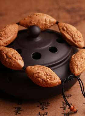 大籽雕刻动物佛珠文玩橄榄核手串