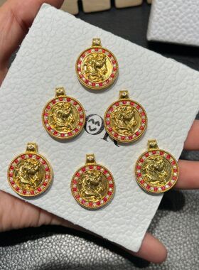 18k金马上成功罗盘吊坠au750彩金白贝莫桑高级感项链轻奢小众设计