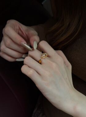 通体足金豹子戒指999足金葫芦戒指六芒星戒指钻戒情人礼物送人