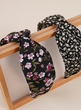复古交叉宽边时尚布艺小碎花头饰发卡发箍hair hoop hair band