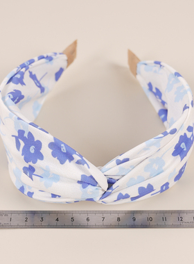 双色印花清新交叉宽边布艺小花头饰发卡发箍hair hoop hair band