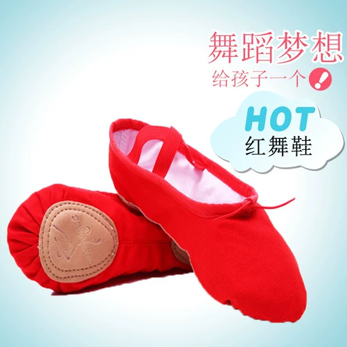 Красная танцевальная обувь танцевальная обувь мягкая подошва тренировочная обувь для взрослых детей и женского кошачьего кошачьего кошачья кошачья кошачья кошачья кошачья кот.