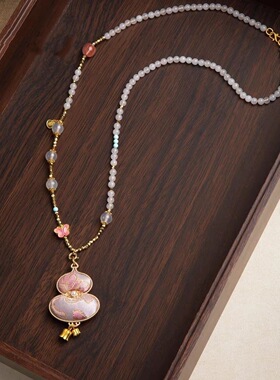 新中式宋锦葫芦珍珠项链女长款国风高级感毛衣链国潮非遗气质颈链