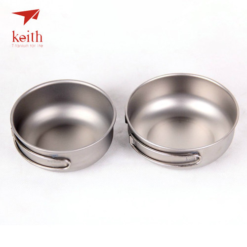keith铠斯纯钛折叠手柄钛碗户外超轻钛煎锅饭碗健康餐具Ti5326 - 图0