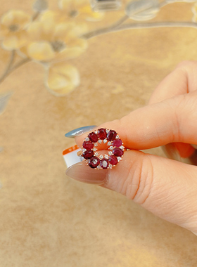 【BW宝石】红宝石开口戒底托玫瑰金色，甜甜圈造型光是石头就很值