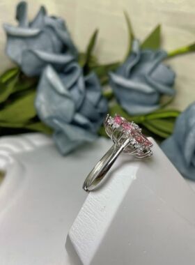 【BW宝石】粉红色碧玺有钱花款活口戒，带证书