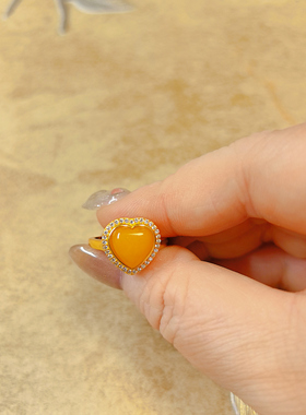 【BW宝石】天然老蜜镶嵌通体S925银活口戒指，三个款，均价55