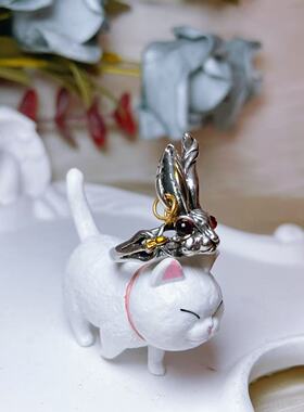 【BW中古】中古老银萌兔活口戒指