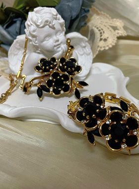 【BW中古】德产皇冠黑玛瑙项链和手链套装，非常非常难得