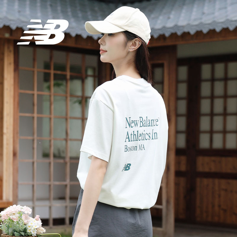 New Balance NB奥莱男士短袖t恤女夏季潮牌情侣宽松白凉感质感t恤