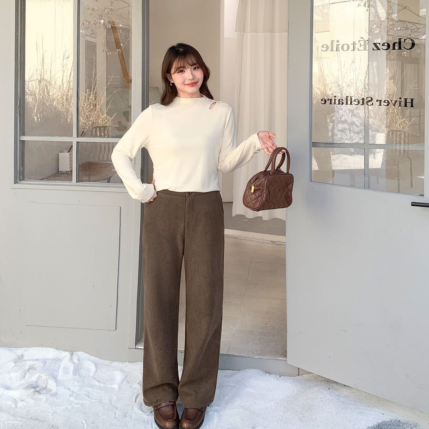 大码女装高腰显瘦直筒阔腿裤胖mm显瘦休闲裤木棉绒保暖长裤32302,淘宝优惠券,粉丝福利购,淘宝优惠卷