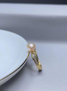 天然淡水珍珠戒指女士活口可调节