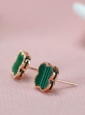 女耳钉天然孔雀石耳钉