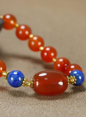 女红玛瑙玉髓玉石手串手链
