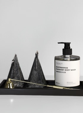 卫生间摆件新中式木质托盘装饰品