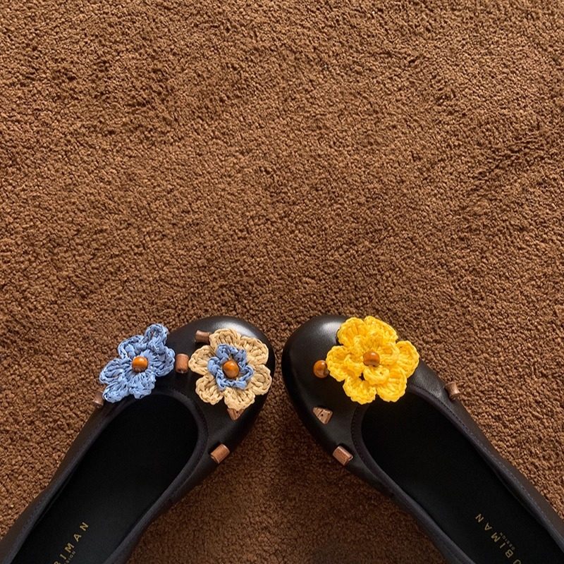 7.9日新品鞋大师2025夏季珠子真皮拼色花朵浅口平底小单鞋女,淘宝优惠券,粉丝福利购,淘宝优惠卷