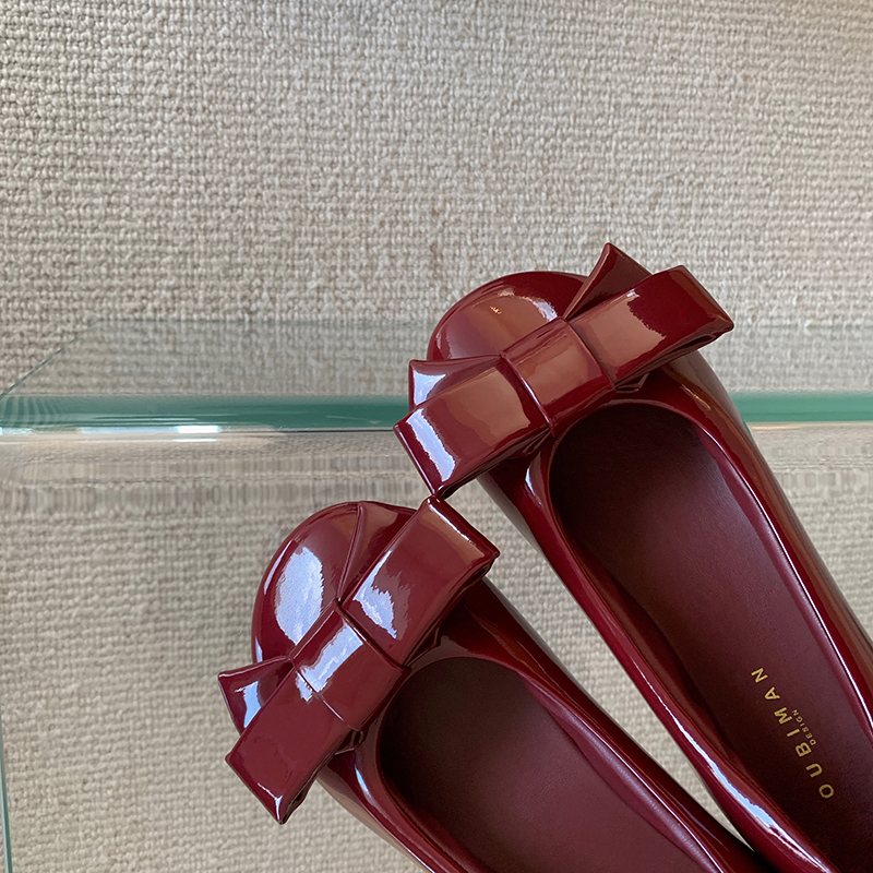 鞋大师网红同款鞋蝴蝶结面包鞋女复古奶奶鞋单鞋平底 - 图0