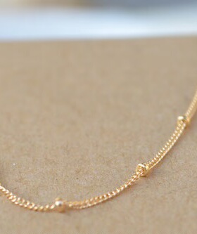 14k包金包金隔珠 项链 侧身链珠珠链百搭 diy饰品 锁骨链轻奢小众