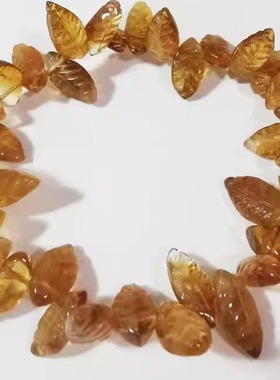 清仓~精品纯天然巴西黄水晶树叶女款手链手串礼品A24