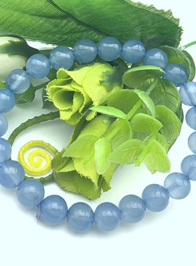 天然水晶蓝玉髓手链手串男女款情绪调节沟通提升饰品礼物 A39