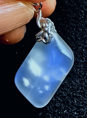 天然蓝月光石水晶纯银镶嵌吊坠挂坠项链坠女款一物一图A32-38
