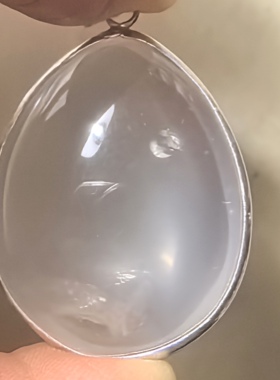 月凝兔丝21年老店纯天然白兔毛猫眼水晶银包边吊坠一物一图A55-66