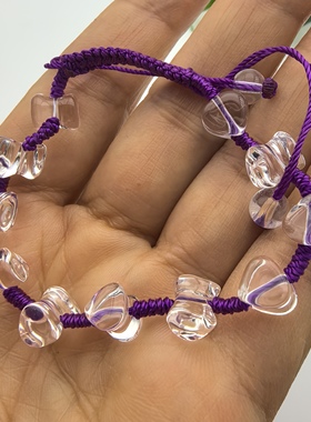 天然白水晶心形手工编结手链手串女款一物一图A33