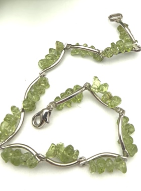 天然无优化橄榄石碎石原石手链手串饰品女款一物一图A48-11