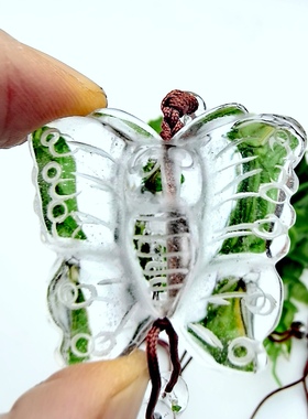 天然白水晶雕刻蝴蝶吊坠挂坠毛衣链复古民族风女礼物实物拍A38-19