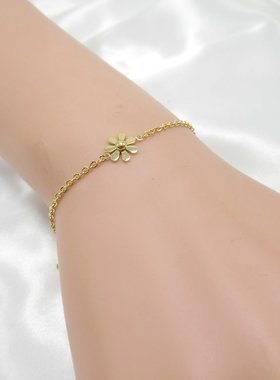 日韩小花朵手链钛钢细洗手不用摘