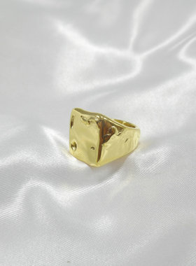 钛钢金色交叉链条戒指