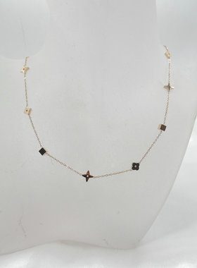 欧美花朵钛钢洗澡不用摘锁骨链