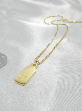 欧美齿轮小巧方牌钛钢金色短链