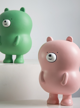 多巴胺彩色卡通小胖熊雕塑