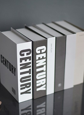 黑白灰英文仿真书假书书柜摆件