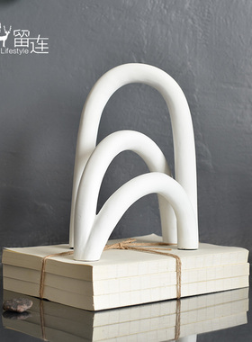 拱形陶瓷抽象摆件客厅装饰样板间搁板家居饰品陈设小众艺术雕塑白