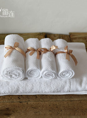 金色棕色丝带纯棉毛巾摆件