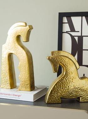 仿金属锤纹抽象马陶瓷摆件