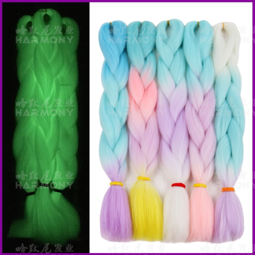 夜光丝脏辫大化纤辫子非洲假发高温荧光彩色发绳变色发丝夜店神器 - 图1