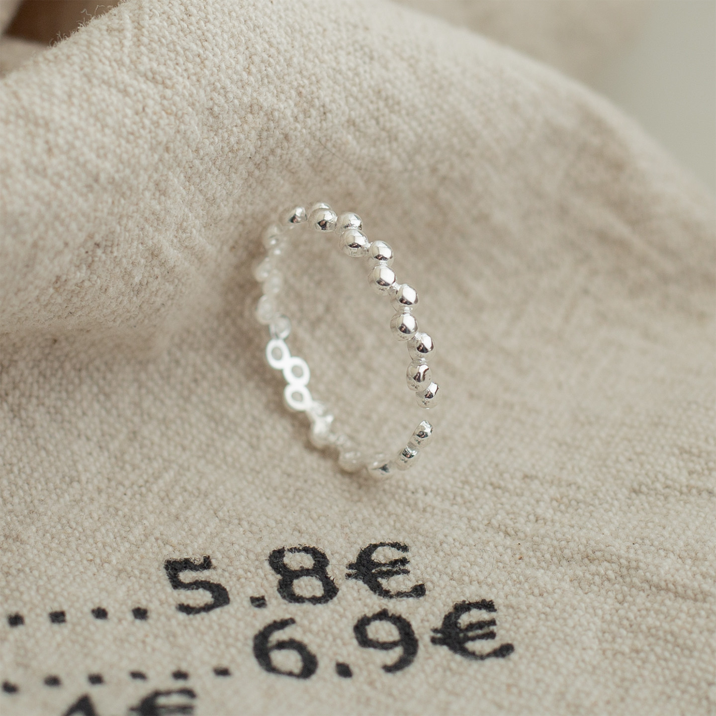 S925 sterling silver wavy ball open stacking ring