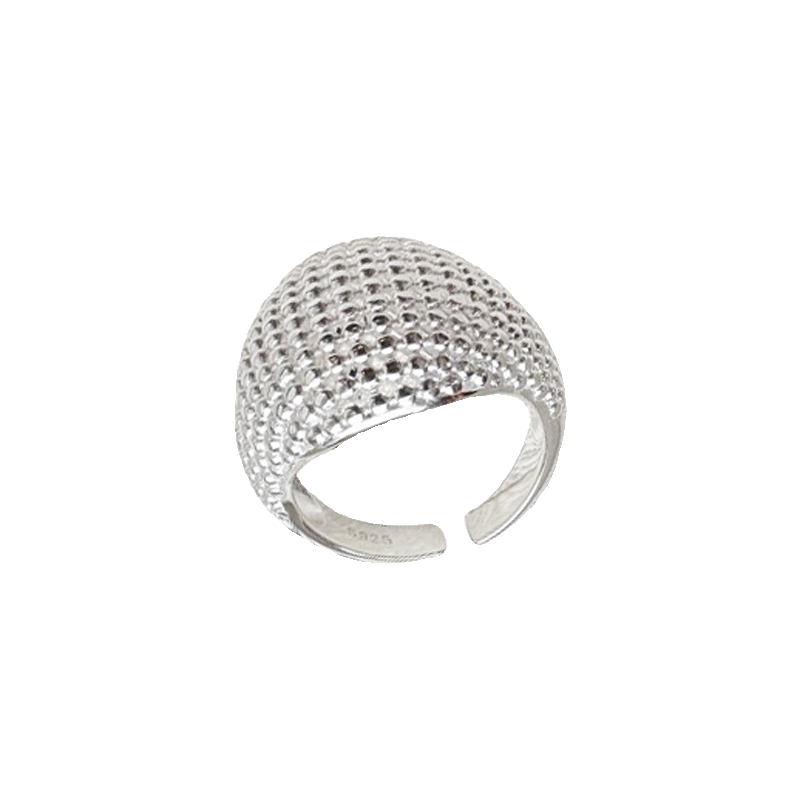 All-over S925 sterling silver mesh ball ring