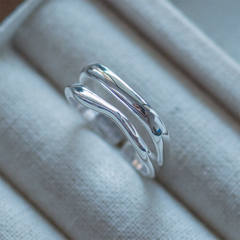 通体S925纯银戒指双层开口可调不掉色简约个性百搭时尚韩国女款潮,淘宝优惠券,粉丝福利购,淘宝优惠卷