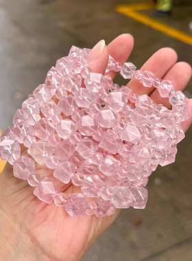 正品天然粉晶八角珠手链手串