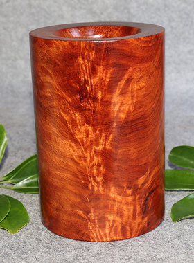 精品实拍红木笔筒缅甸虎皮