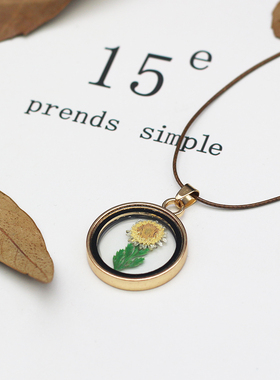 手工植物干花饰品时尚森系项链