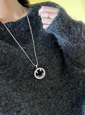 AnnaYoung钛钢情侣笑脸项链